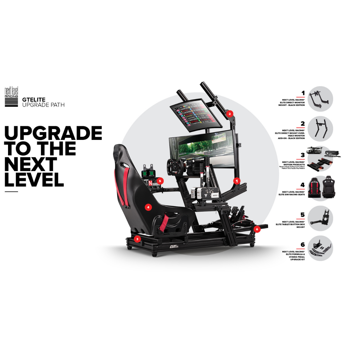 Silla gaming - NEXT LEVEL RACING GTElite Aluminium Simulator Cockpit - Front and Side Mount Edition, hasta 150 kg, Negro