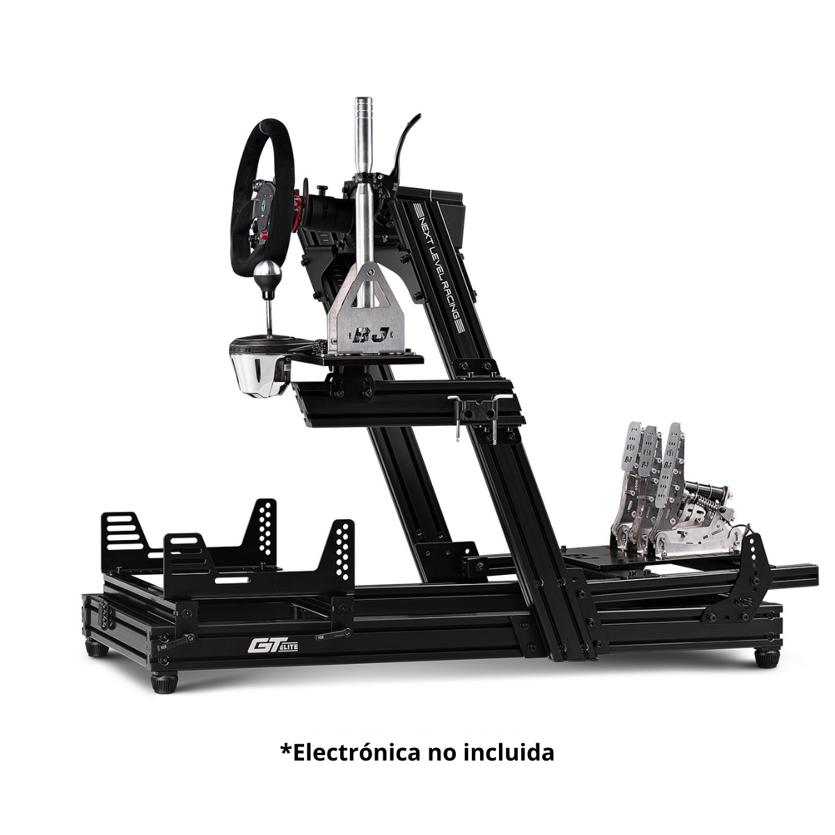 Silla gaming - NEXT LEVEL RACING GTElite Aluminium Simulator Cockpit - Front and Side Mount Edition, hasta 150 kg, Negro