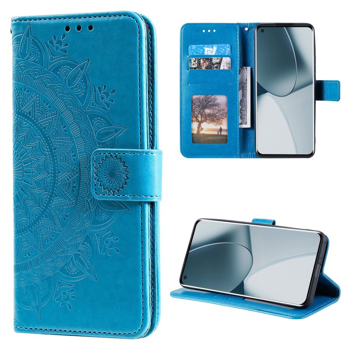 5G, Mandala Klapphülle COVERKINGZ OnePlus, Bookcover, Muster, mit 10 Pro Blau
