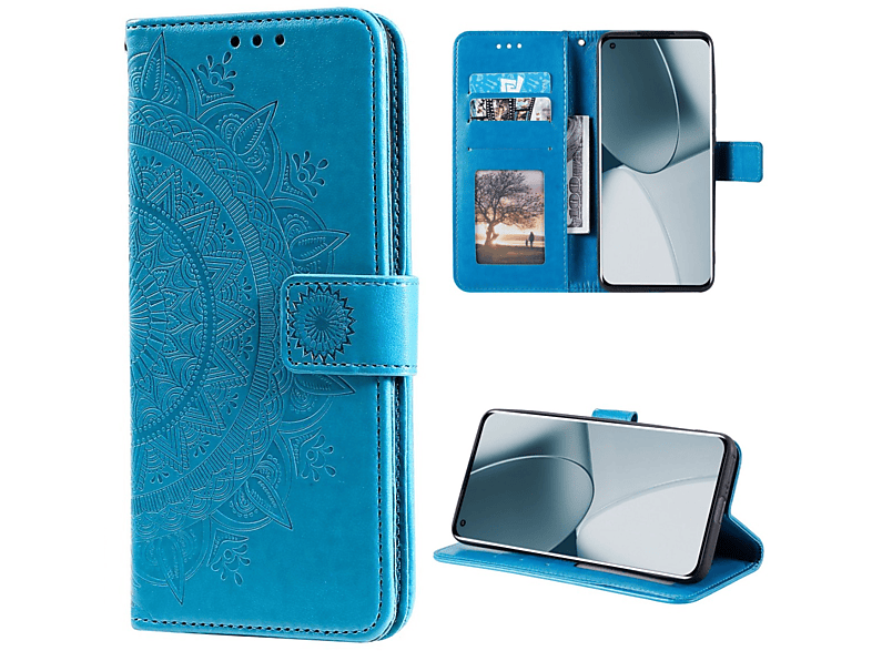 COVERKINGZ Klapphülle Mandala 10 Blau Muster, OnePlus, 5G, Pro mit Bookcover