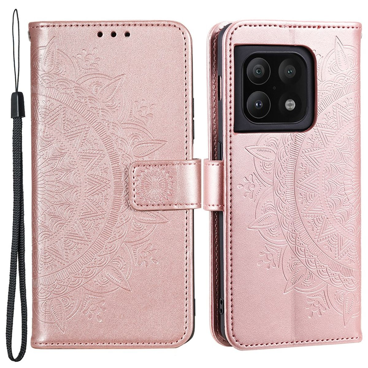 COVERKINGZ Klapphülle mit Pro Rosegold Bookcover, Mandala 10 5G, Muster, OnePlus