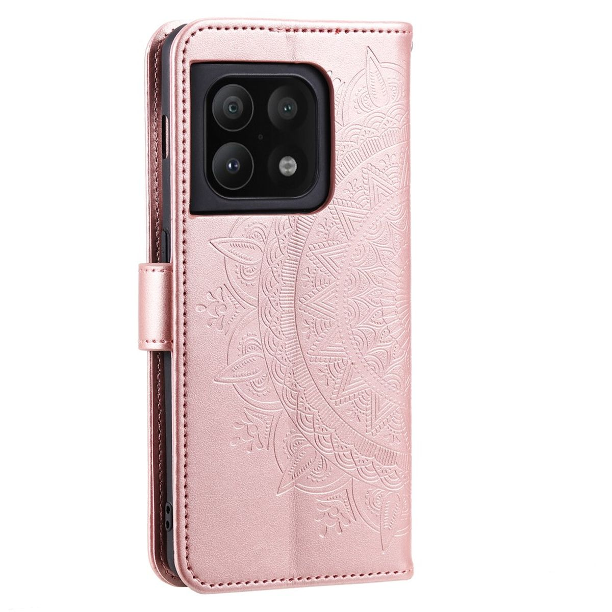 Muster, OnePlus, 10 Klapphülle Pro Bookcover, 5G, mit Mandala COVERKINGZ Rosegold