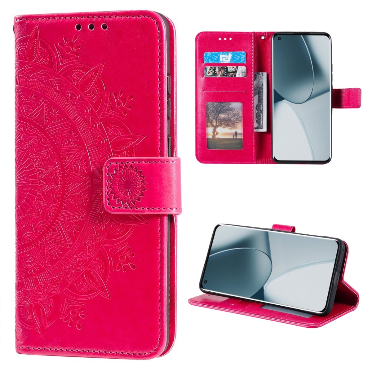 COVERKINGZ Klapphülle Mandala 10 Pro 5G, Pink Muster, OnePlus, mit Bookcover