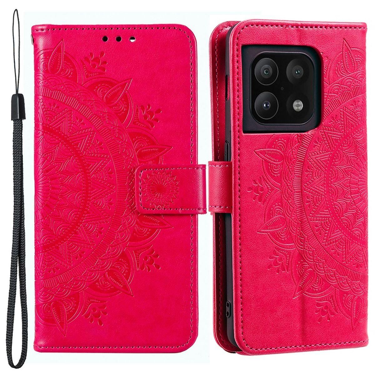mit COVERKINGZ OnePlus, Pink Pro Klapphülle Muster, 10 Bookcover, Mandala 5G,
