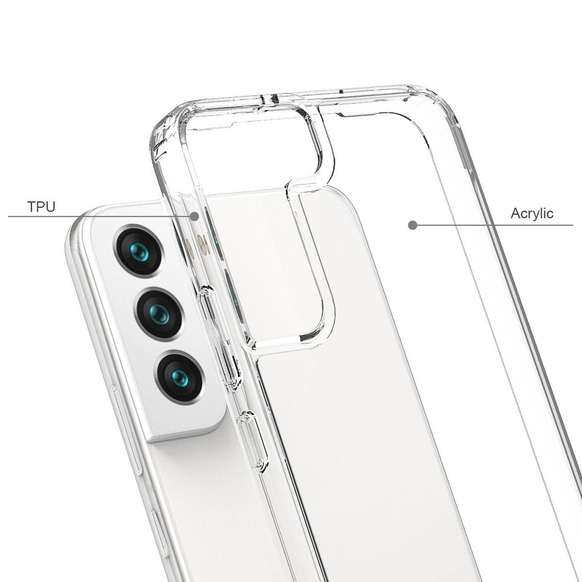 Backcover, mit Samsung, S22, Handycase Display- und Kameraschutz, COVERKINGZ Transparent Galaxy
