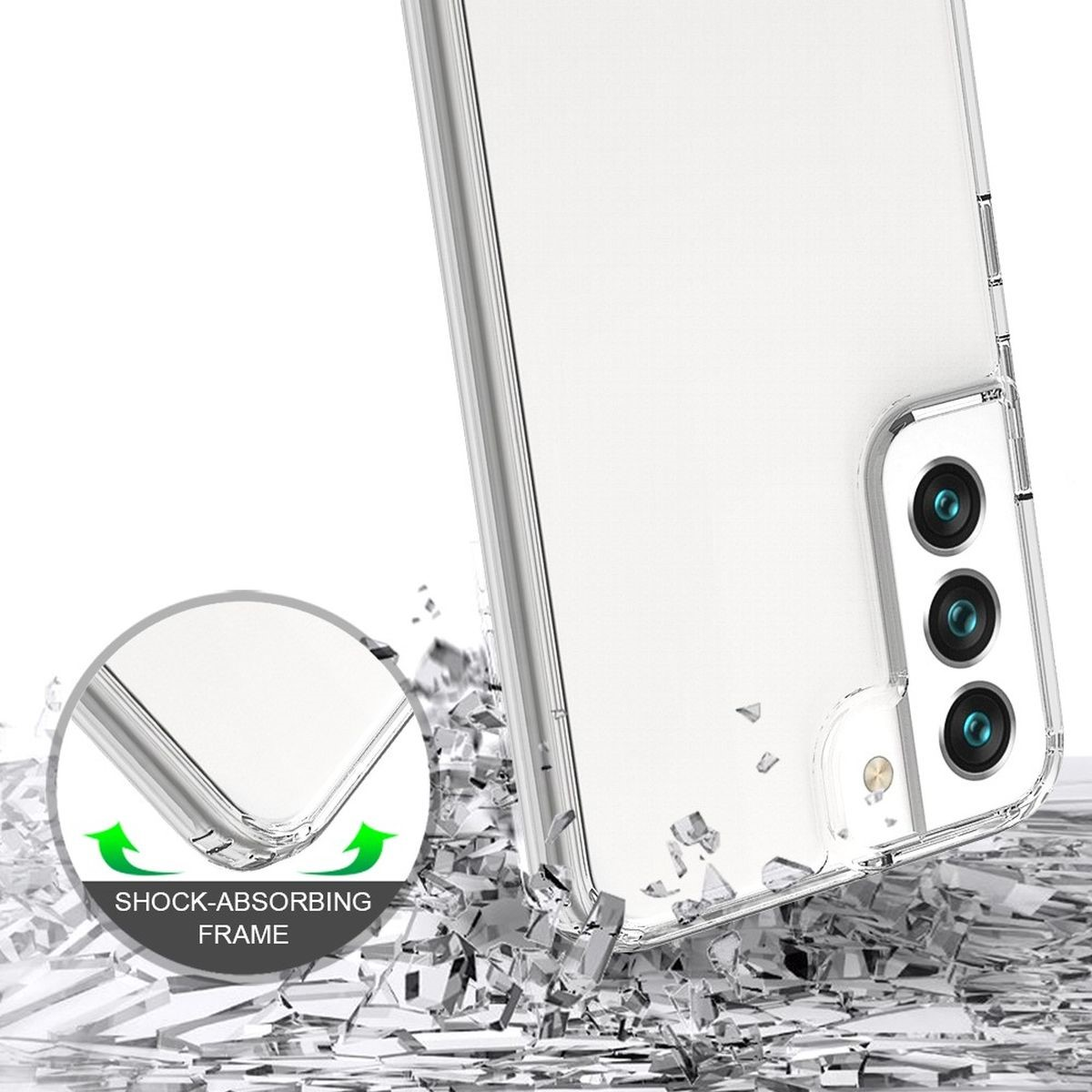 COVERKINGZ Handycase mit und Backcover, Galaxy S22, Display- Samsung, Kameraschutz, Transparent