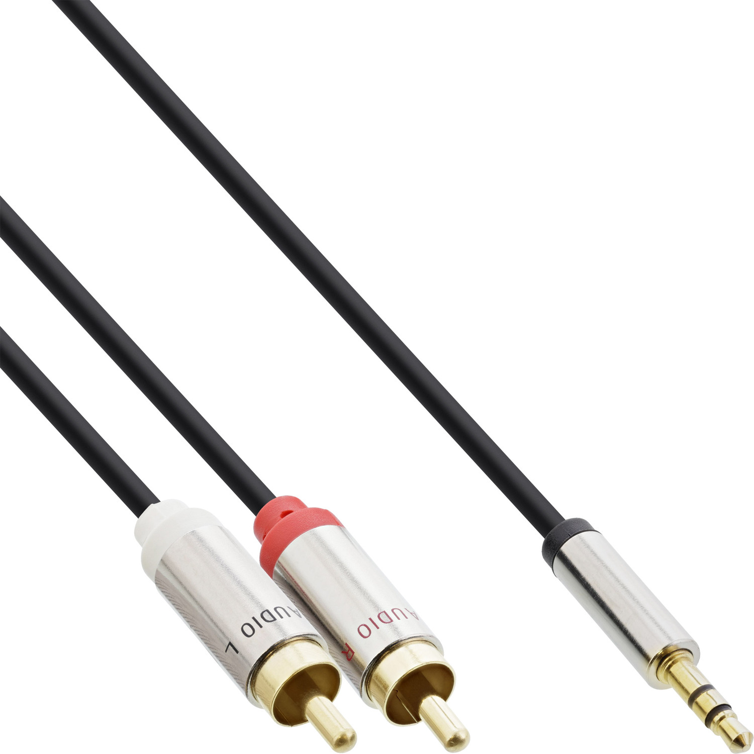 INLINE Cinch Kabel Klinke zu Klinke ST 3,5mm 2x an InLine® 10m Audio Slim ST, Cinch zu