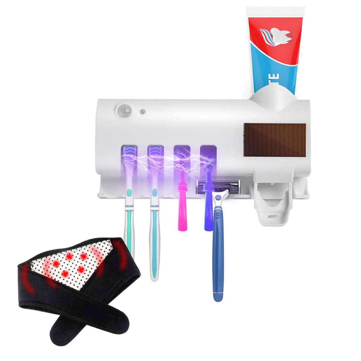 Portacepillos de Dientes con Esterilizador UV + Parche Térmico de Calor - 2139 INGGAN, Multicolor