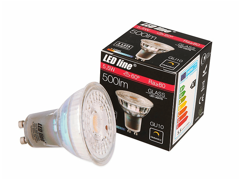 LED LINE 10x 5,5W GU10 Leuchtmittel Lumen Neutralweiß 550 Strahler Spot LED