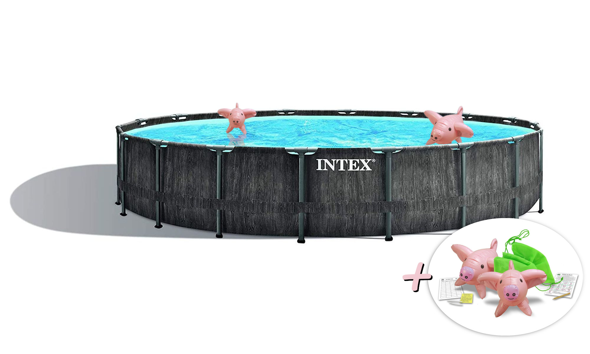 INTEX Greywood Prism braun Swimmingpool, + Pool aufblasbare Schwimmtiere Frame