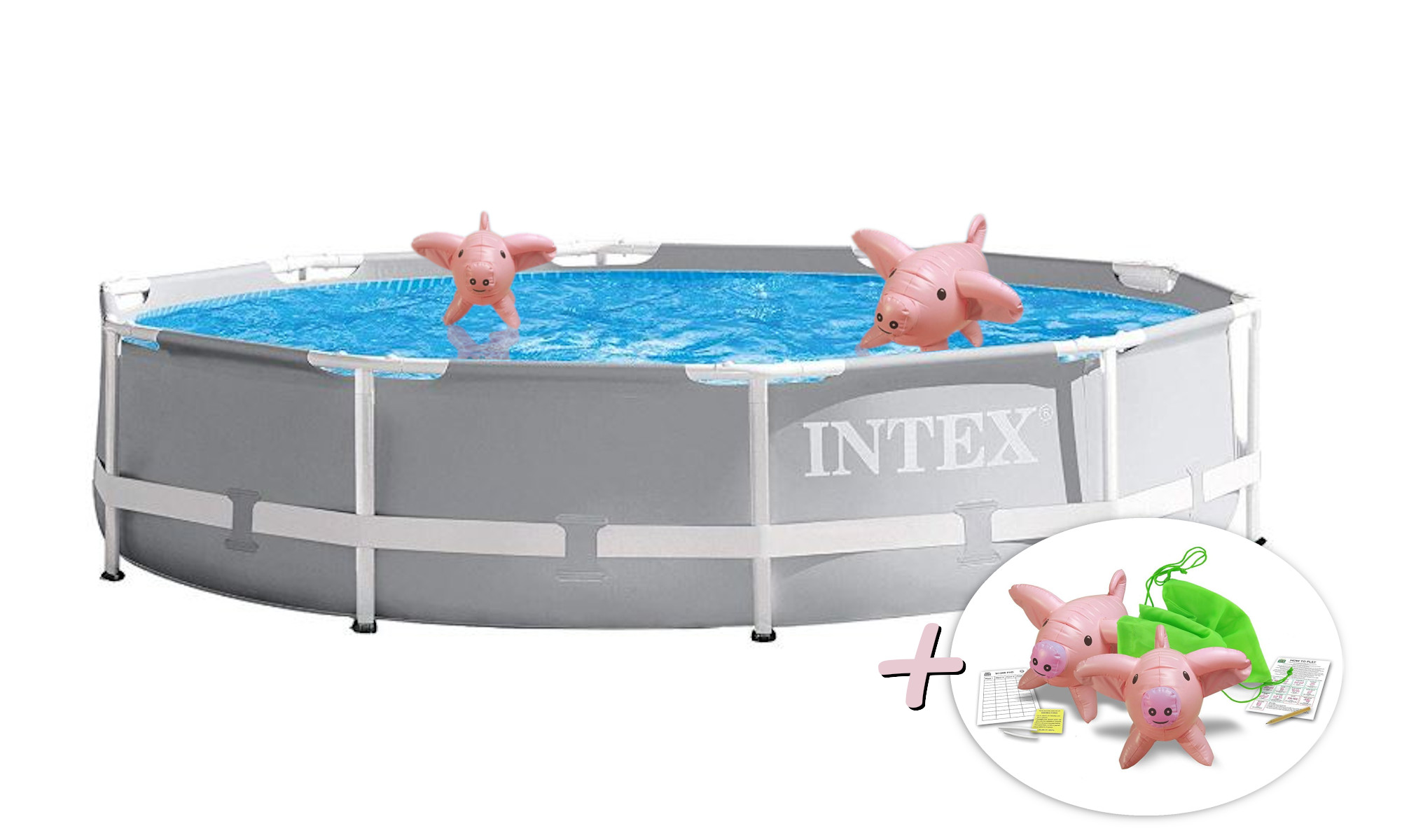 Schwimmtiere INTEX Swimmingpool, aufblasbare + grau Pool 26702GN PrismFrame