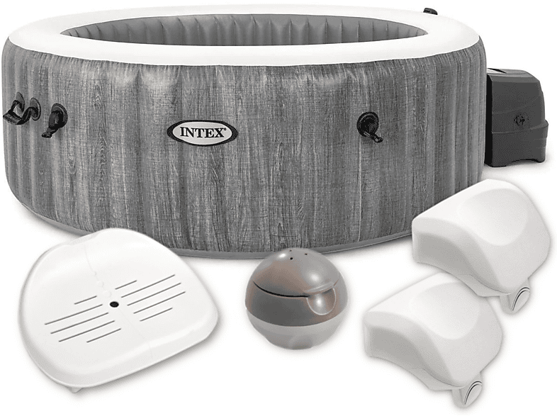 INTEX PureSPA Greywood Deluxe + Kunststoffsitz & Dosierspender