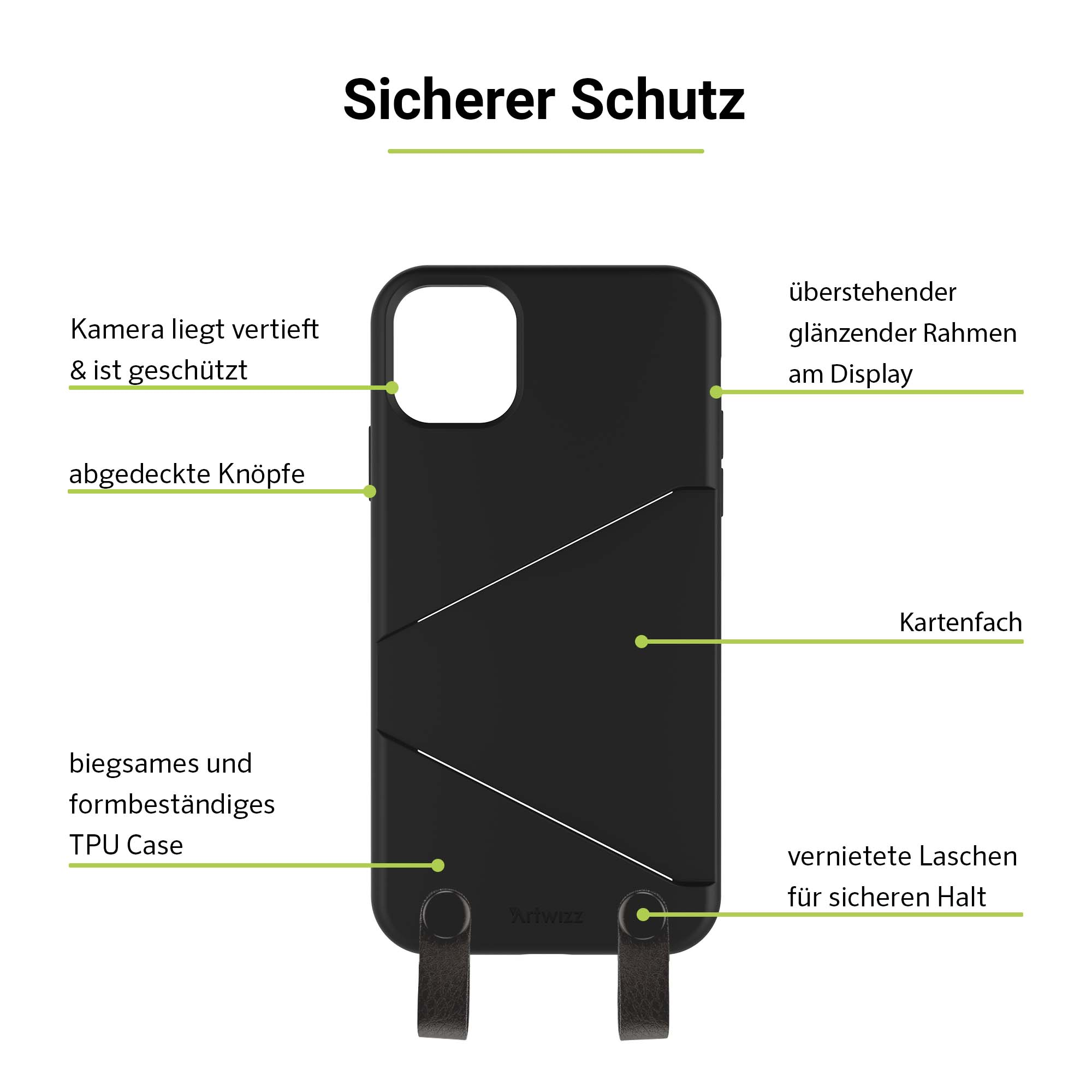 Umhängetasche, ARTWIZZ HangOn / Case, Xs iPhone Apple, iPhone Schwarz X,