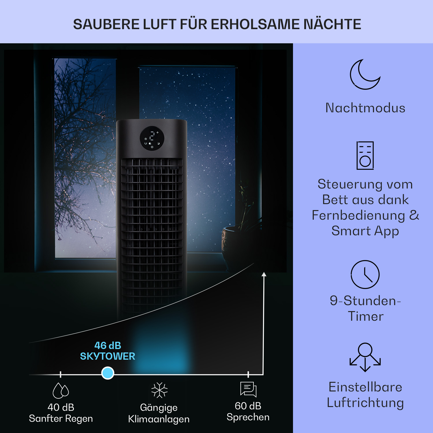 Humidificador  - Skytower KLARSTEIN, Negro