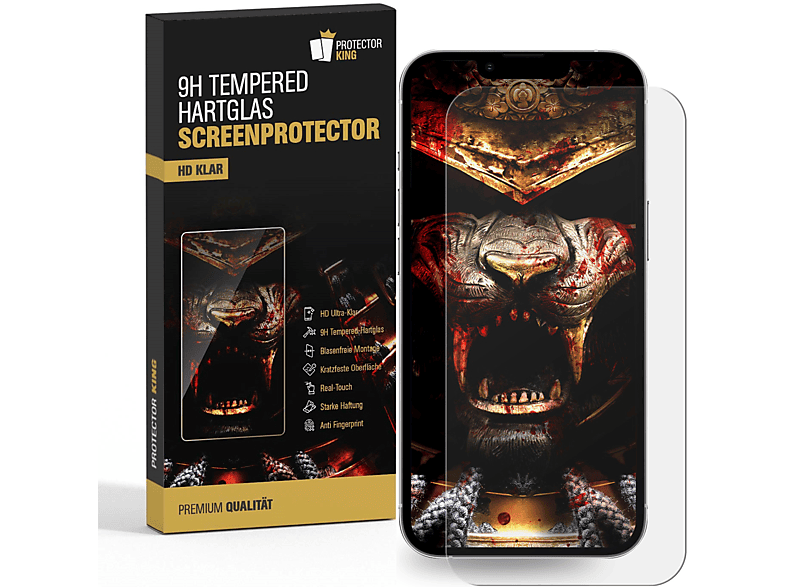 PROTECTORKING 4x 3D 9H Hartglas Schutzglas Displayschutzfolie(für Apple iPhone 13 Pro)