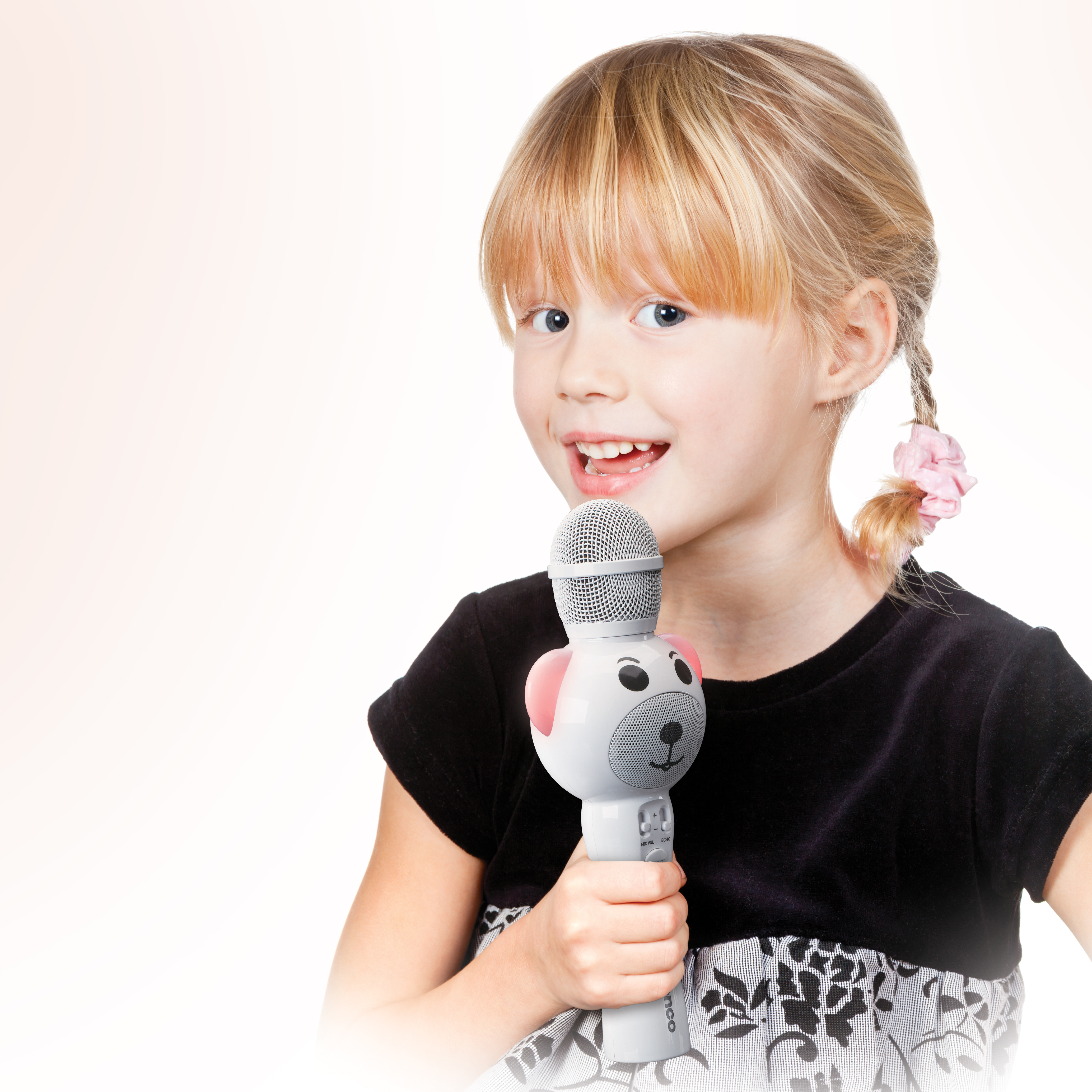 Weiß-Schwarz BMC-060WH LENCO Kinder-Karaoke-Mikrofon,