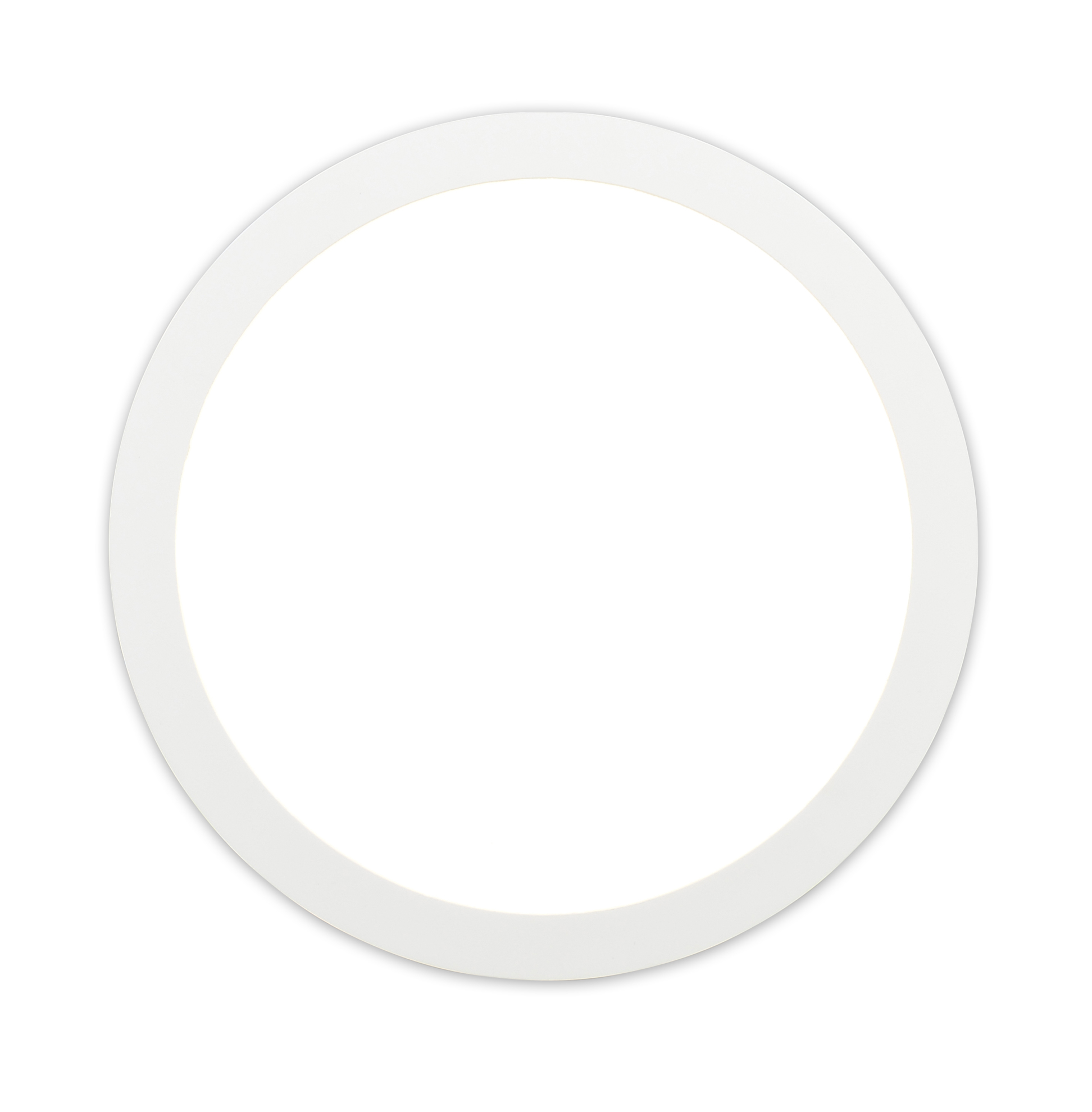 Ein weißer Kreis auf weißem Hintergrund. Der Kreis hat einen dünnen weißen Rand.