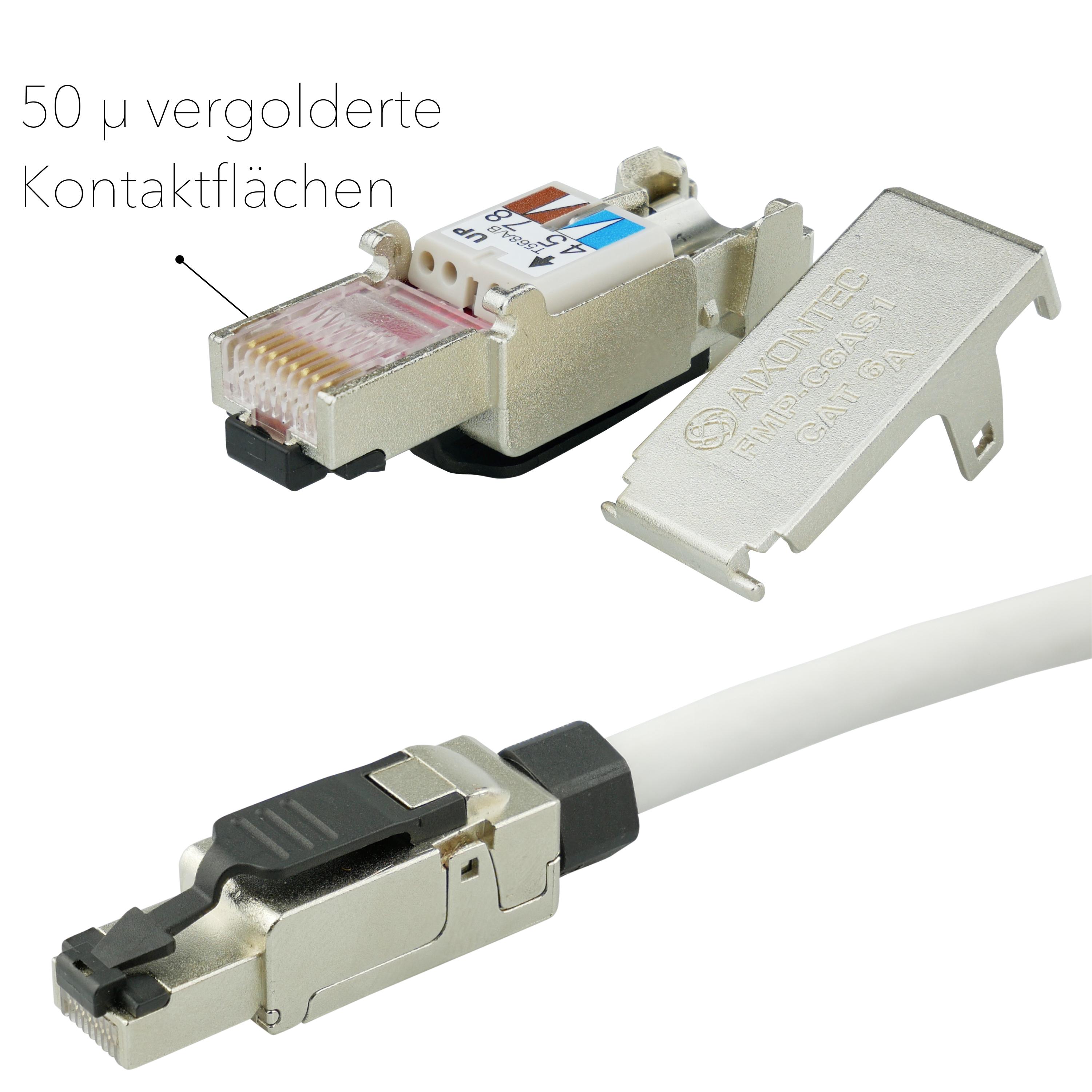 100 LAN AIXONTEC Stecker 10 m Gigabit, 7 Cat S/FTP RJ-45 Verlegekabel Set 2x 100m Netzwerkkabel,