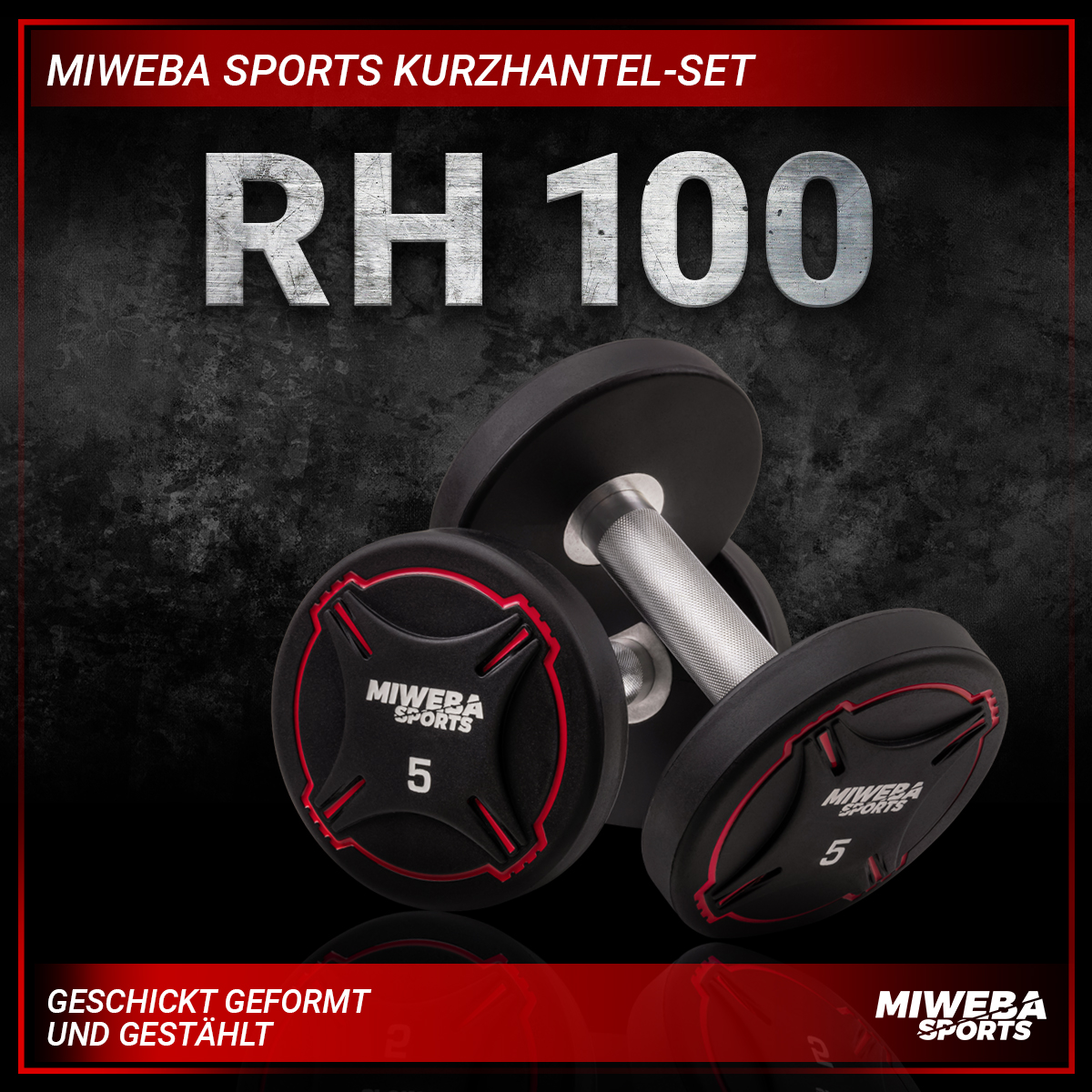 MIWEBA SPORTS RH100 Kurzhanteln, schwarz kg rot 2x 7.5