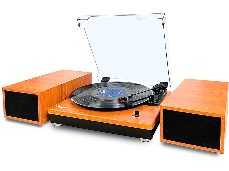 Tocadiscos para vinilo con altavoces, reproductor de discos de vinilo de 3  velocidades con altavoces estéreo duales, compatible con conexión