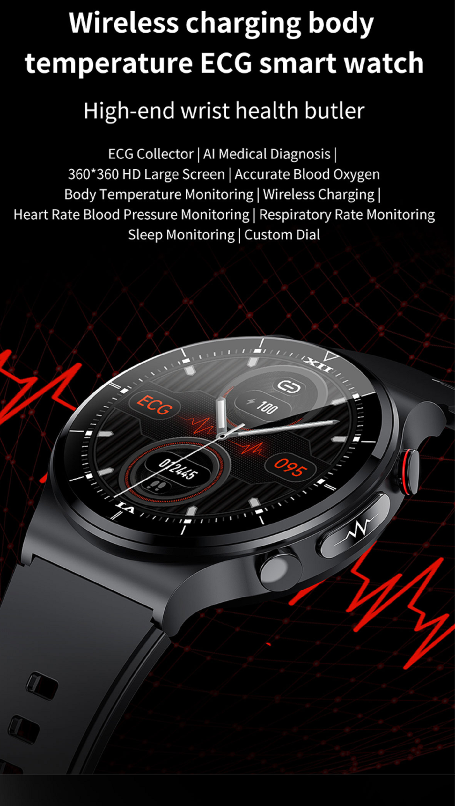 KAREN M E88 Schwarz Schwarz (Leder) Smartwatch Leder