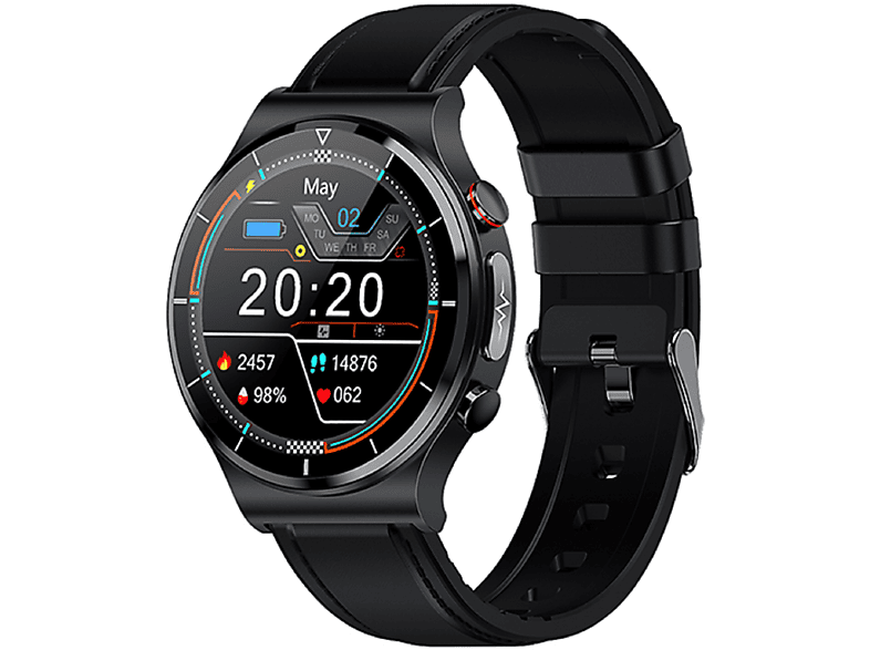 KAREN M E88 Schwarz (Leder) Smartwatch Leder, Schwarz
