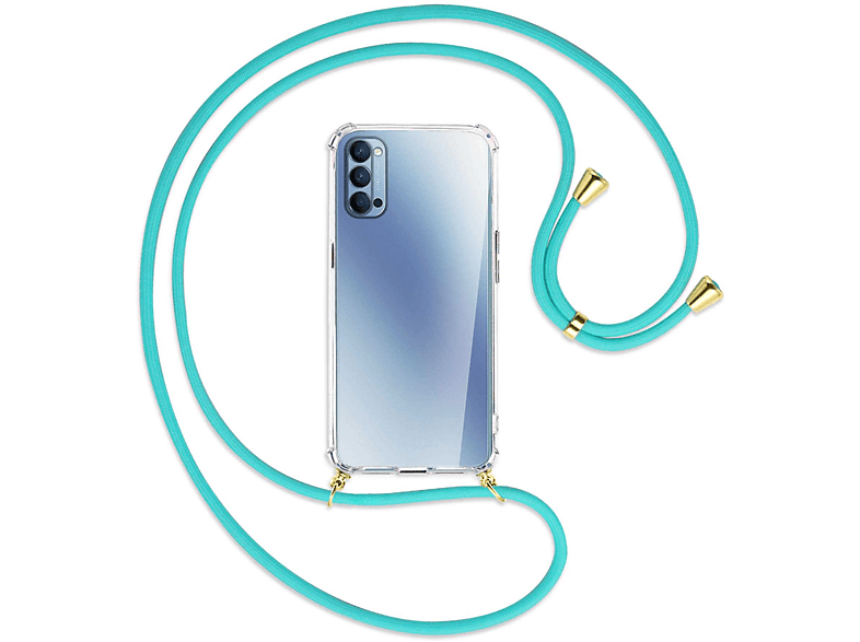 / Oppo, ENERGY Kordel, Gold mit 5G, Umhänge-Hülle MTB Türkis MORE Reno4 Backcover,