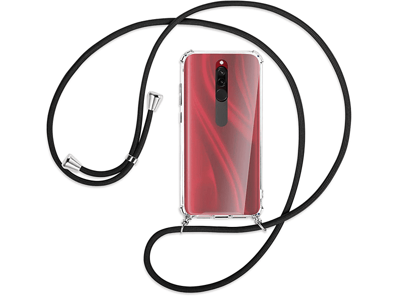 Umhänge-Hülle Xiaomi, Redmi 8, MTB Backcover, mit Silber Kordel, Schwarz MORE / ENERGY