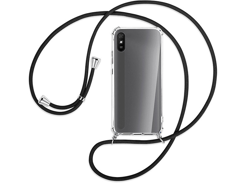 MTB MORE Redmi Xiaomi, Umhänge-Hülle Kordel, Schwarz Backcover, ENERGY mit 9A, Silber 