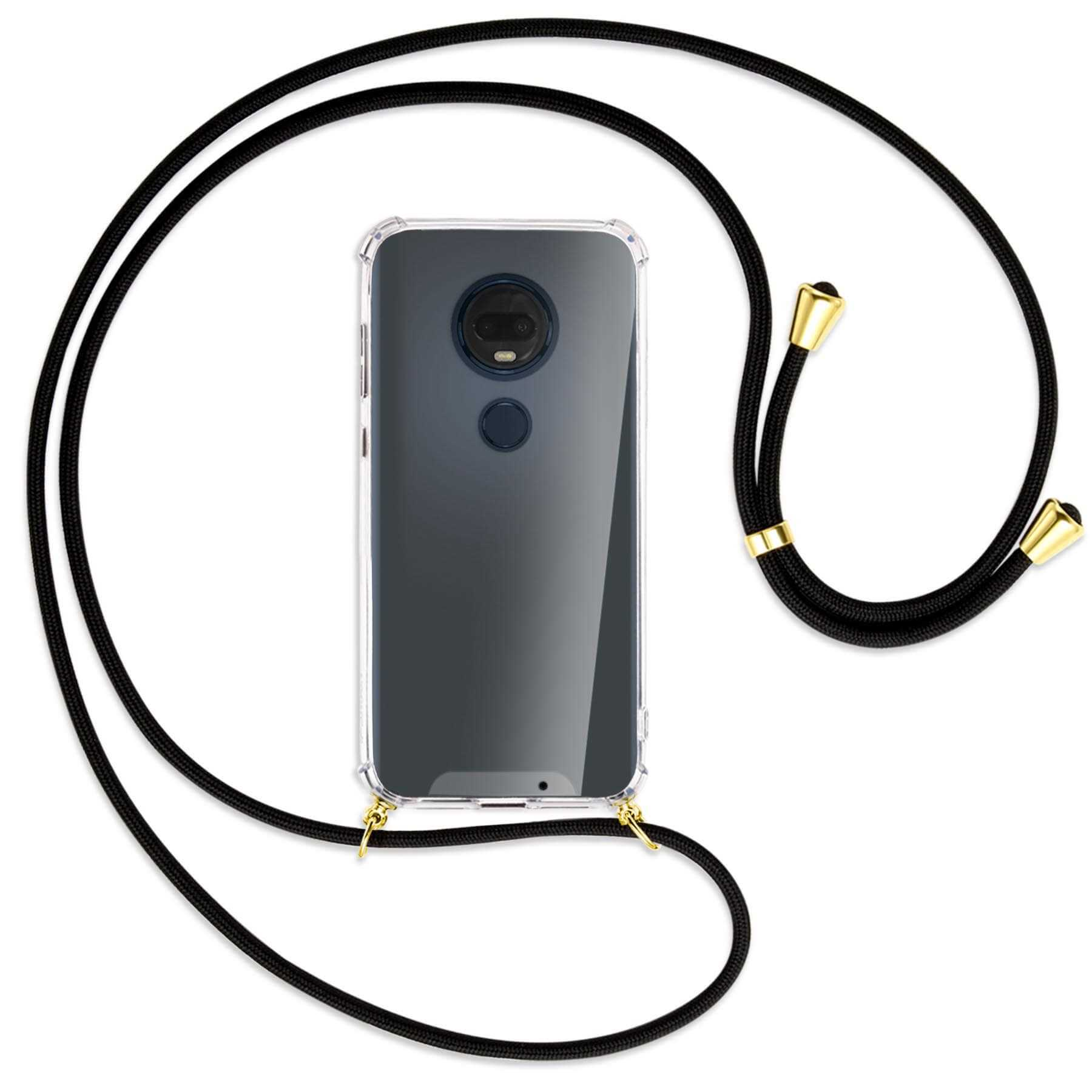 MTB Moto G7, Backcover, ENERGY Schwarz Motorola, MORE Kordel, / Gold Umhänge-Hülle mit