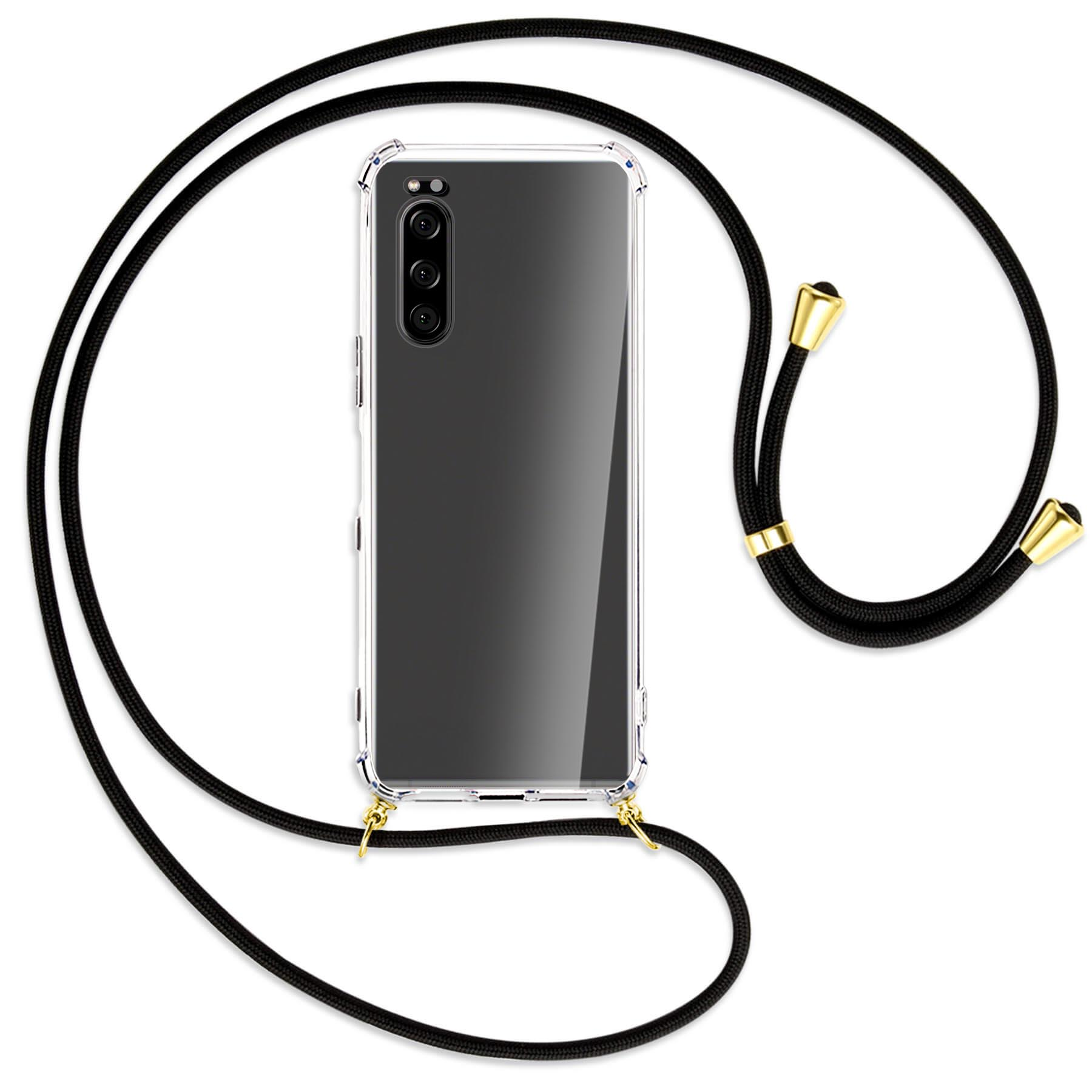 Xperia 5, ENERGY Kordel, mit Backcover, MORE / MTB Sony, Gold Schwarz Umhänge-Hülle