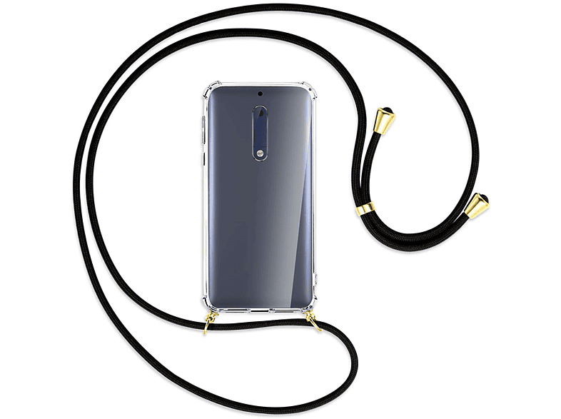 Kordel, Schwarz / MTB Umhänge-Hülle Backcover, mit MORE Nokia, 5, Gold ENERGY