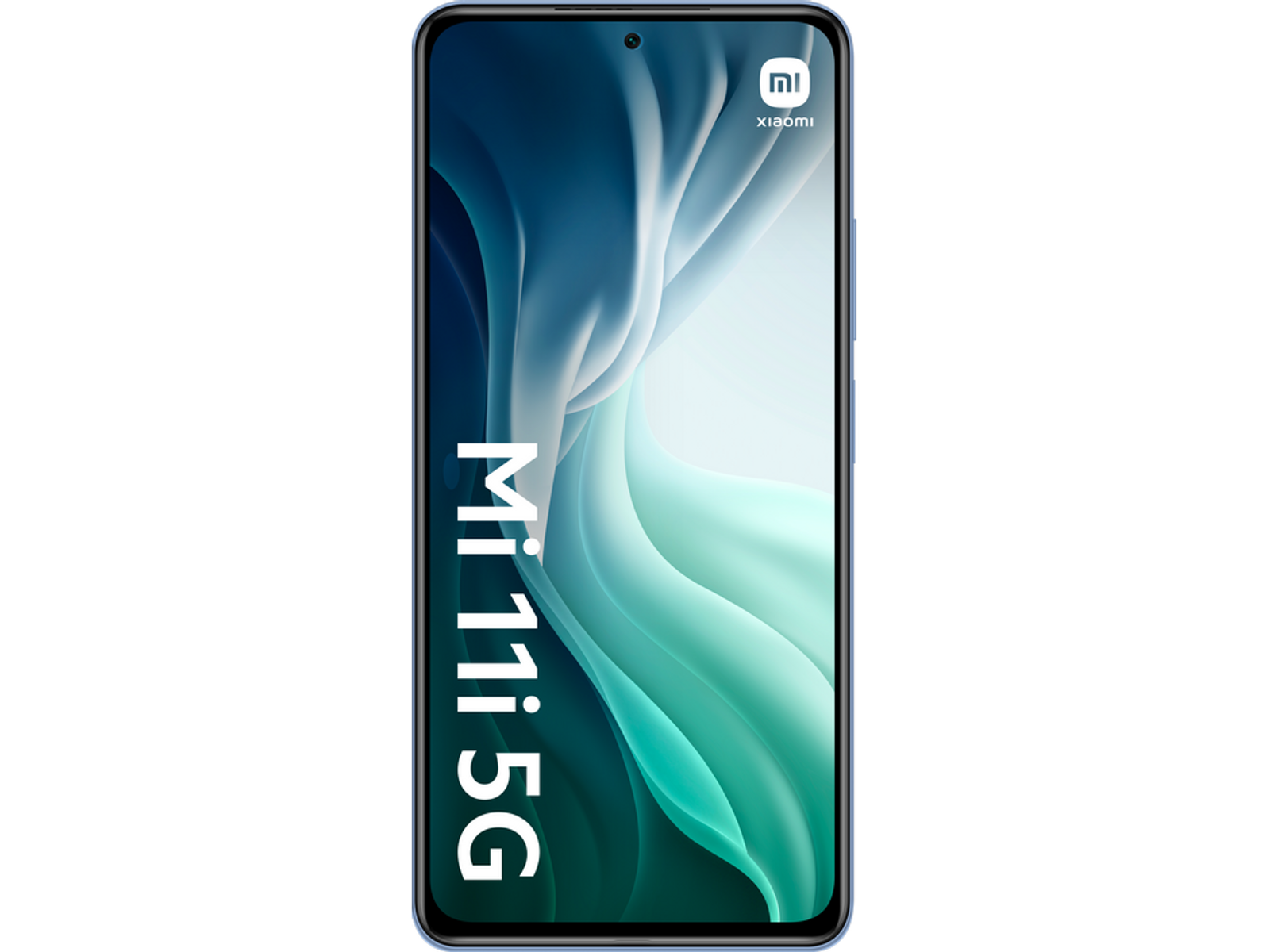 Smartfon z dużym ekranem i słowami "Mi 11 5G" pionowo na telefonie.