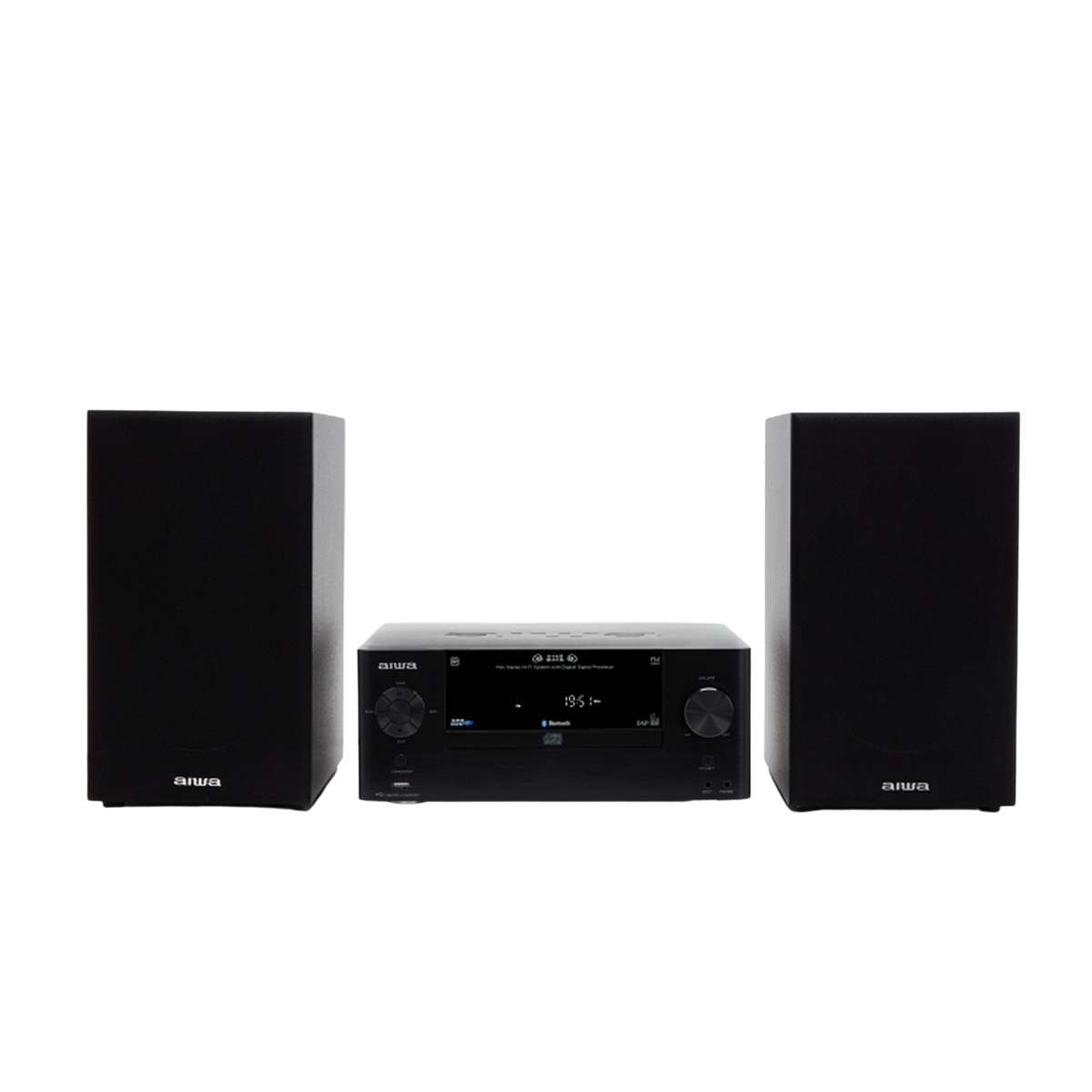 Mini-HiFi-Stereoanlage W Hi-Fi, Aiwa AIWA Fernbedienung, (RMS) (schwarz) Bluetooth,Bluetooth,MP3, FM,50 MSBTU-500 Mikro-Anlage