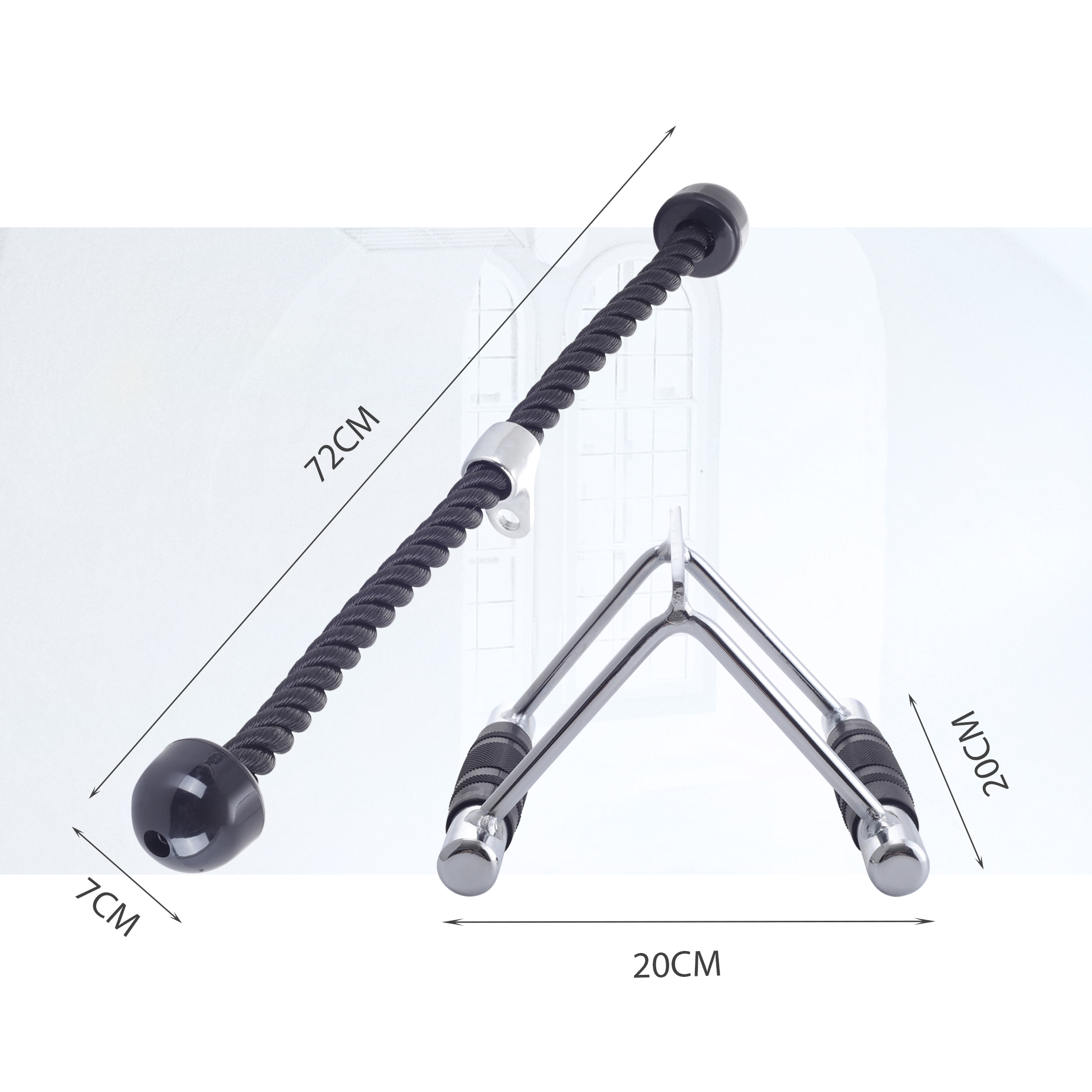 Griffe-Set, ZOOMYO Set, Rudergriff Silber Power zum Trizeps-Seil Trizeps-Seil und als Erweiterung Rudergriff, / Kraftstationen ideal für und Rack Schwarzes/