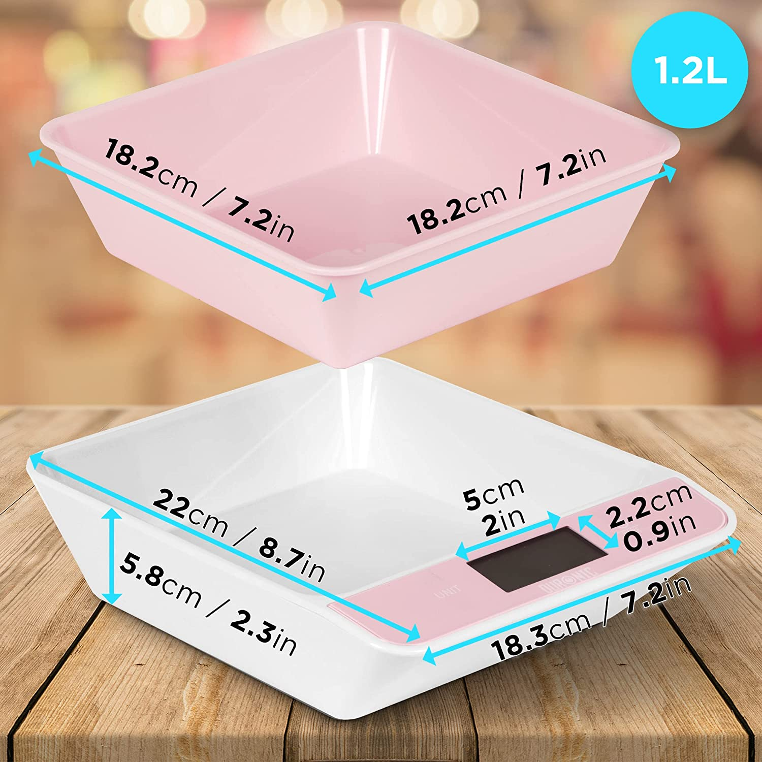 2x Lebensmittelwaage 5 bis Haushaltswaage AAA Schüssel | KS100 Digitalwaage PK kg 5kg Tragkraft: mit (Max. | L DURONIC | Küchenwaage 1,2