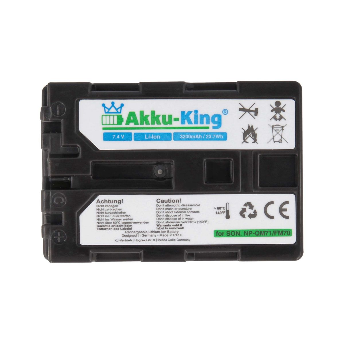 AKKU-KING Akku kompatibel mit Li-Ion 7.4 NP-QM51 Sony Kamera-Akku, 3200mAh Volt