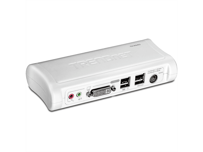 TRENDNET TK-204UK KVM Switch 2-Port DVI USB mit Audio Kit  Tastatur/Video/Maus (KVM)-Switches