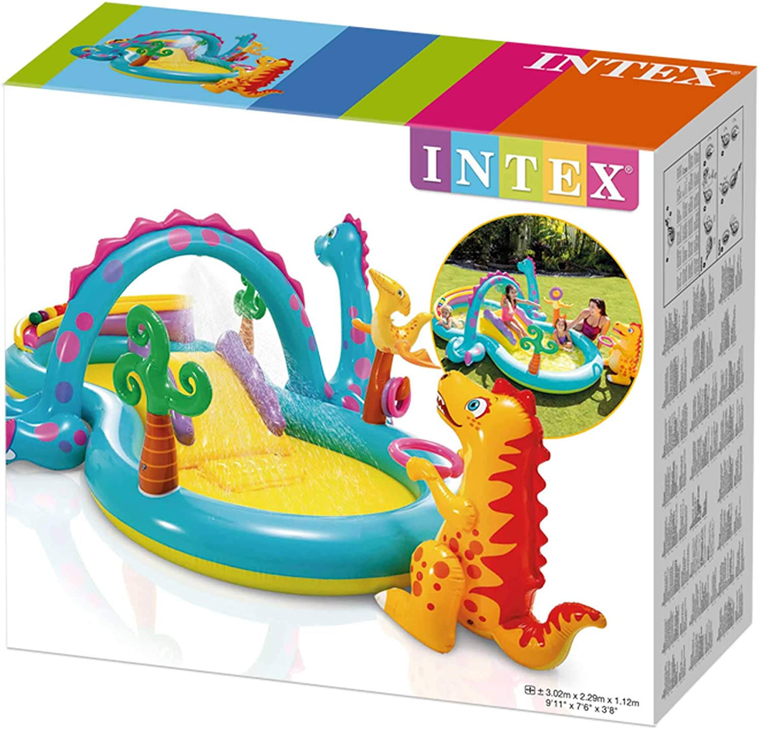 INTEX Dinoland mit Sprüher mehrfarbig Rutsche Planschbecken, und