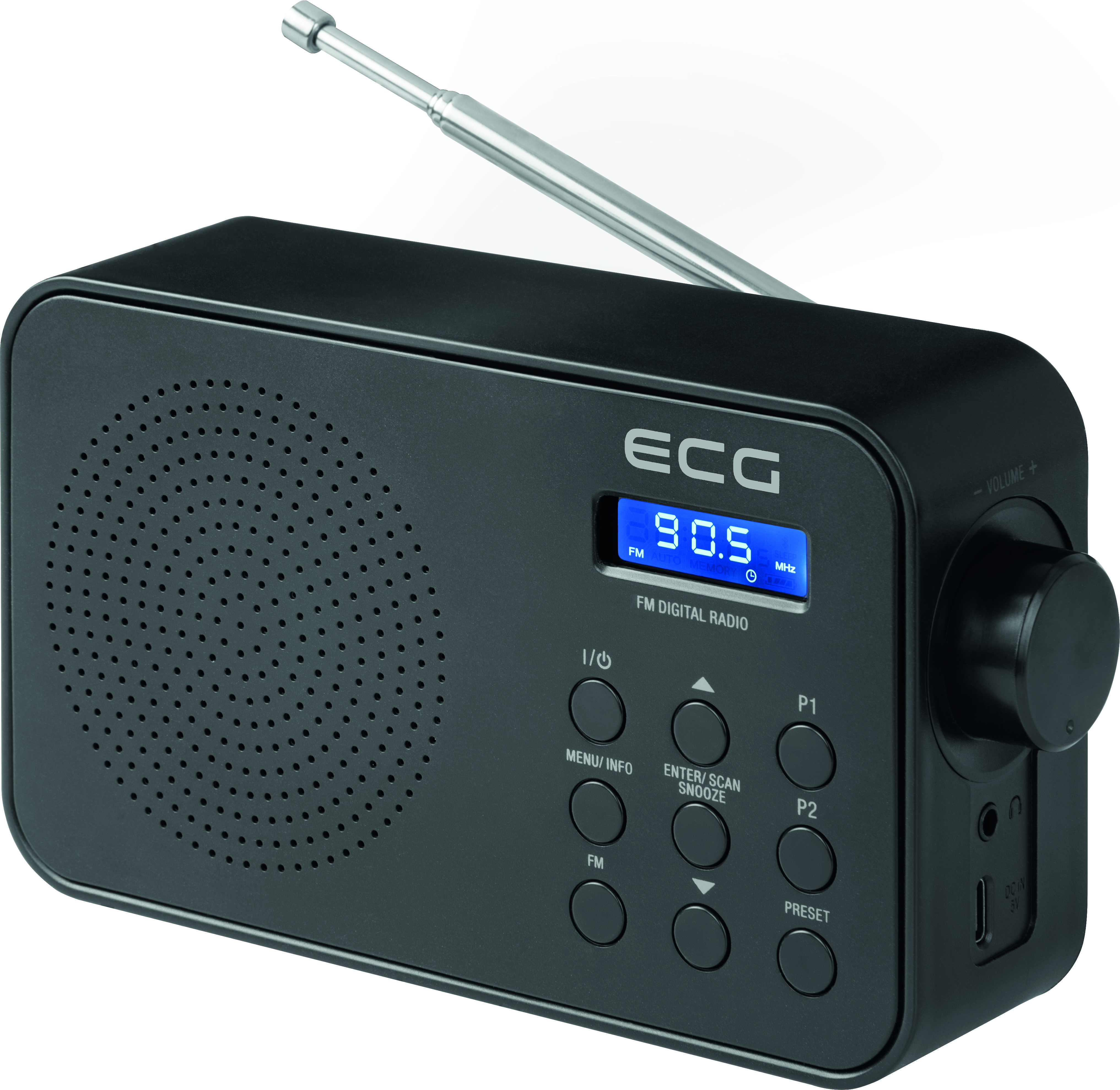 FM Tragbares 30 Tuner R 105 ECG | Signal/Radio Schwarz Radio, Alarmauswahl: | FM, FM | FM Vorwahlen |