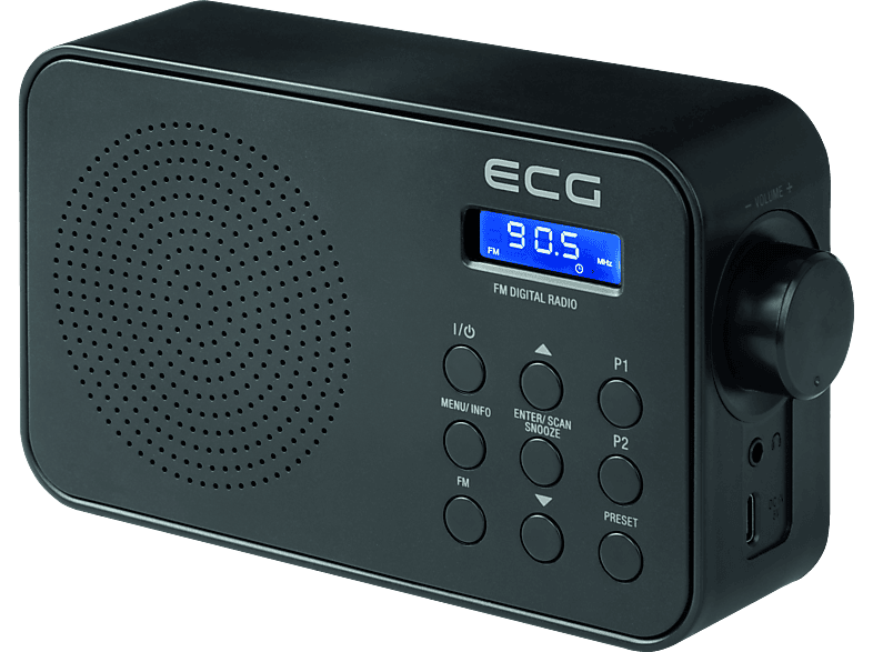 ECG R 105 | FM Tuner | 30 FM Vorwahlen | Alarmauswahl: Signal/Radio | Tragbares FM Radio, FM, Schwarz