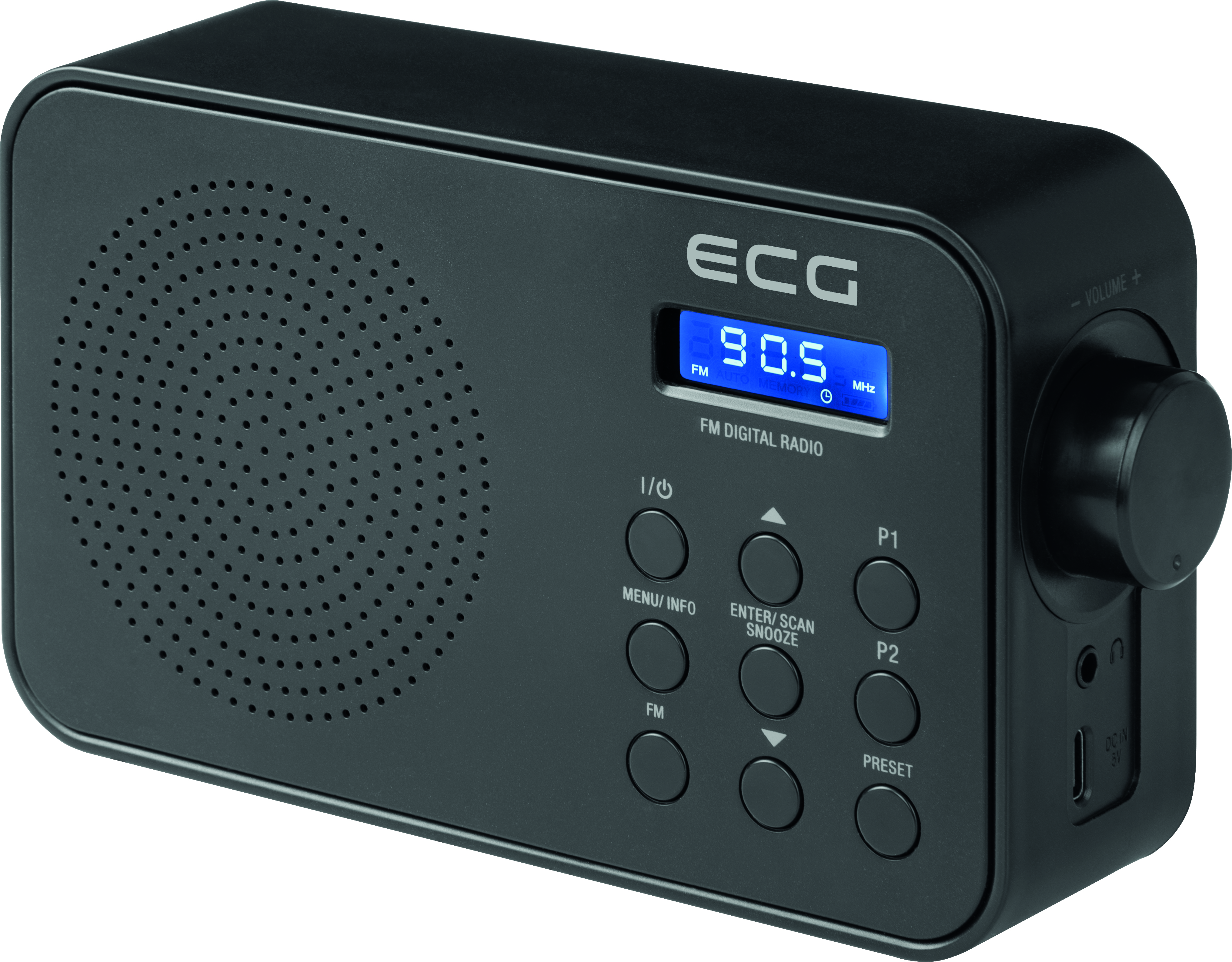 ECG R 105 | FM | Alarmauswahl: Schwarz FM, 30 FM FM Vorwahlen | | Signal/Radio Tragbares Tuner Radio
