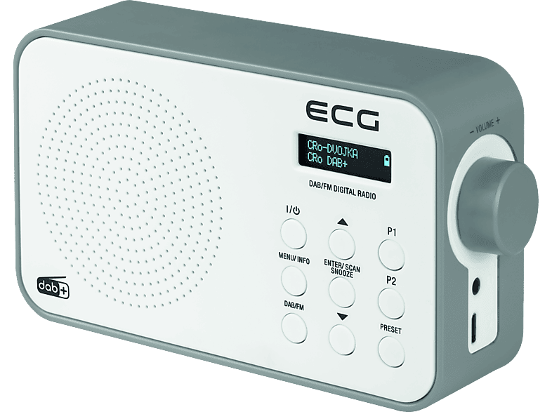 ECG RD 110 Weiss | DAB+ / FM Tuner | Alarmauswahl | Kopfhörerausgang | Matrix LCD | Tragbares FM Radio, FM, DAB+, Weiß