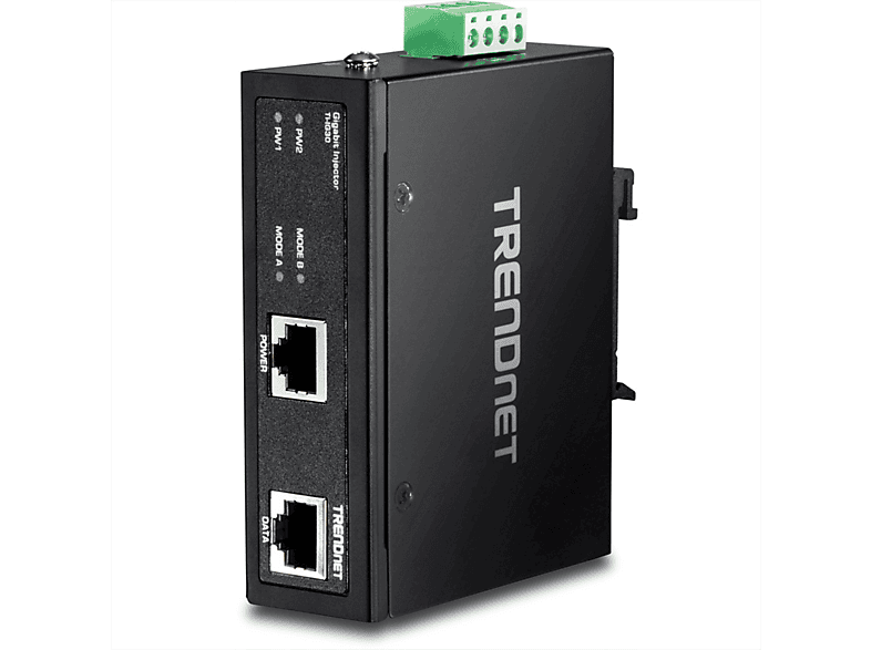 TRENDnet TI-IG30 Industrieller PoE+ Injektor – Gigabit, DIN-Schienen- & Wandmontage, IP30, Betrieb Von -40°C Bis 75°C