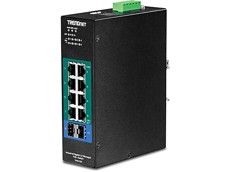 TRENDNET TI-PG102i 10-Port DIN-Rail Switch Industrial Gigabit Managed PoE+ Industrial Networking