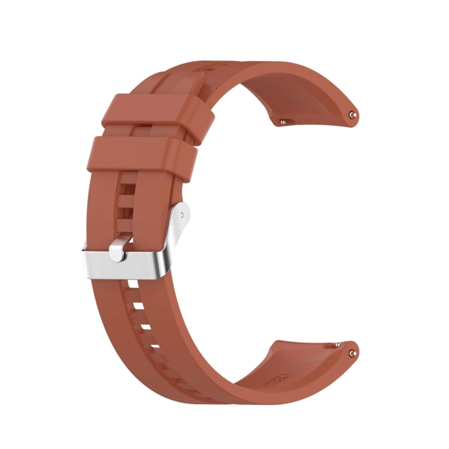 Ein braunes Uhrenarmband mit silberner Schnalle, isoliert auf weißem Hintergrund.