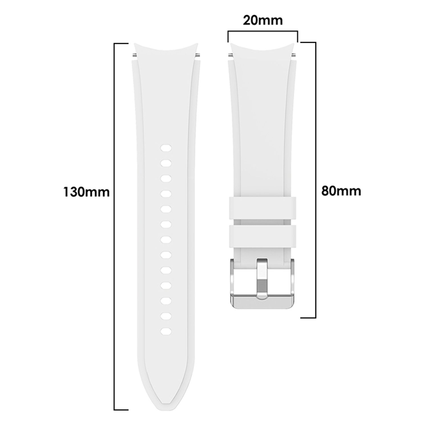 KÖNIG DESIGN Galaxy 4 Weiß Ersatzband, Samsung, Watch Sportarmband, 44mm