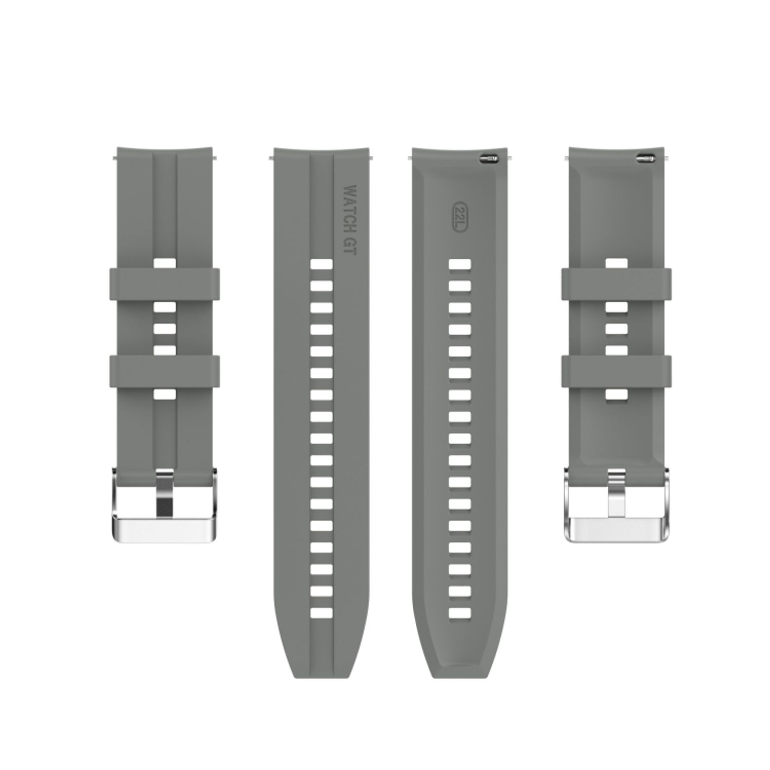Graue Uhrenarmbänder mit Text: WATCH GT und 22L.