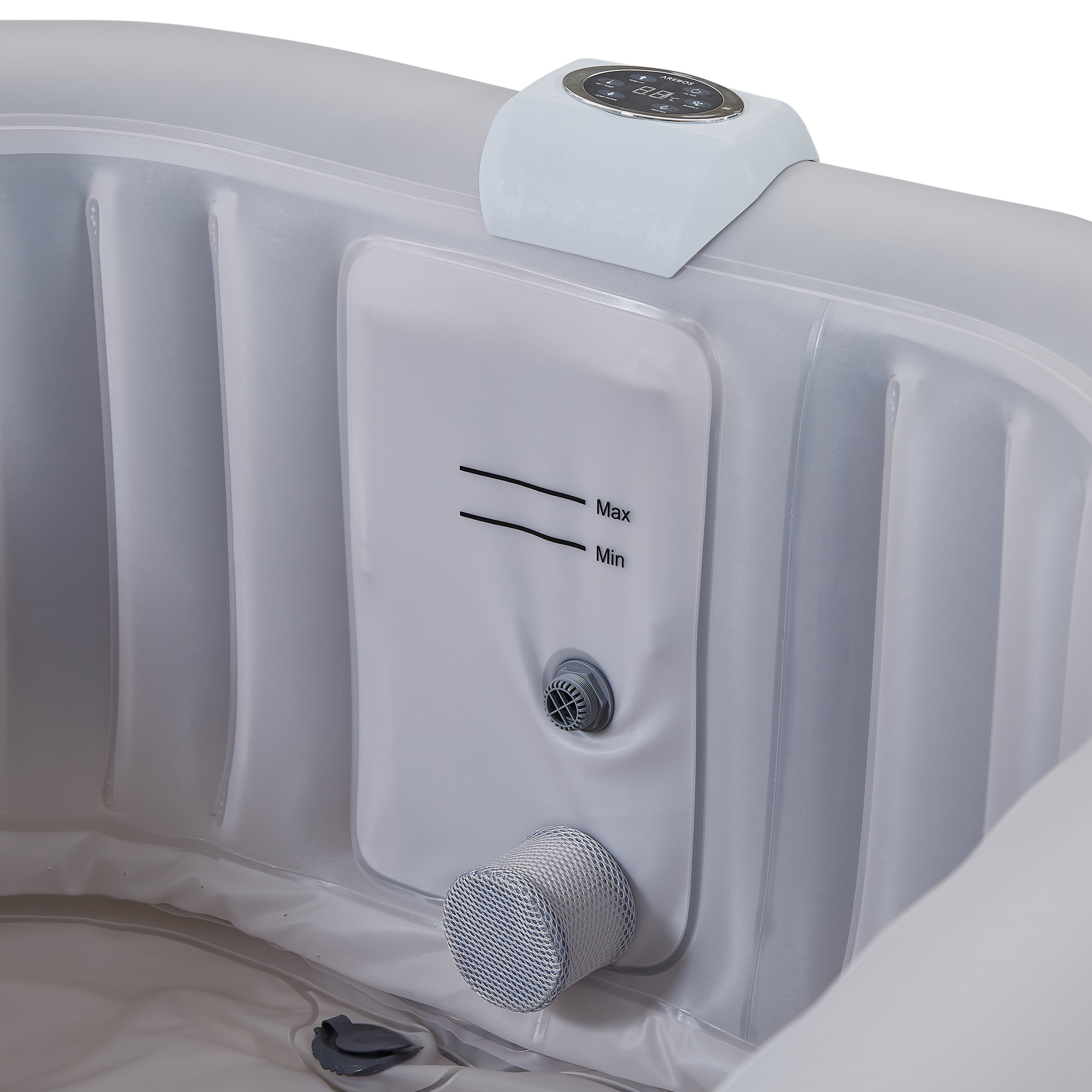 AREBOS mit LED 4 Personen W, Schwarz Whirlpool 2400 Massage oktogonal In-Outdoor