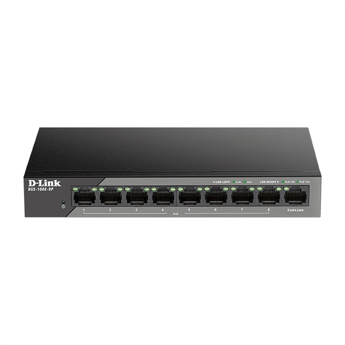 Ethernet Fast PoE UpLink Switch 9-Port Switch DSS-100E-9P mit D-LINK